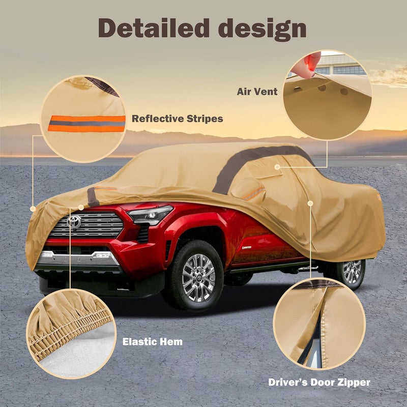 FSGRICH Tacoma Car Cover Waterproof All Weather Compatible with Toyota Tacoma 2005-2024, Outdoor Anti-UV Sun Rain Protection Full Exterior - Image 2
